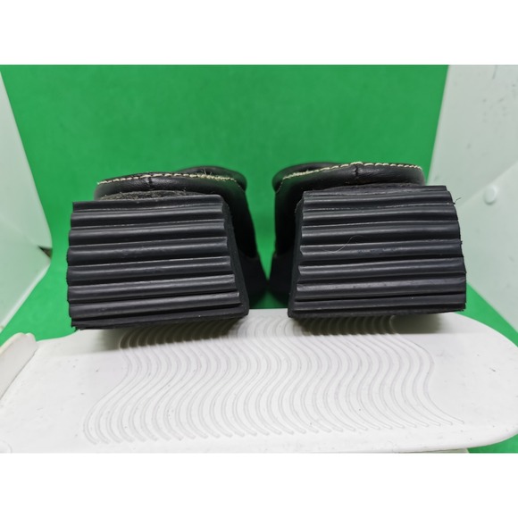 Vintage Y2K Arizona Jean Company 100% Black Leather Wedge Clogs Women's Siz 7.5M - Picture 9 of 16